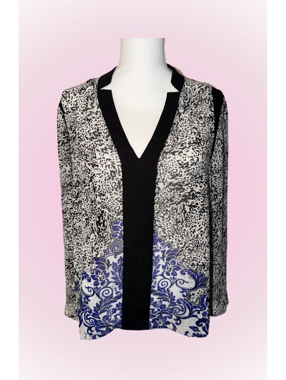 Womens Size Large Sheer Long Sleeve Top | Blouse by Nicole Miller